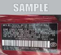 VIN Label Example